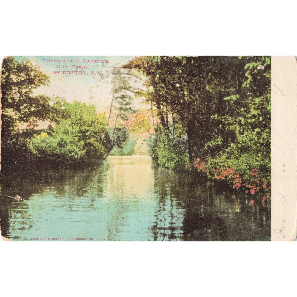 Vintage 1906 Bridgeton NJ City Park Through The Narrows Postcard Garrison Reeves - Picture 1 of 2